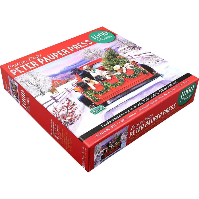 Festive Pups 1000 Piece Jigsaw Puzzle Peter Pauper - for just $19.99! 