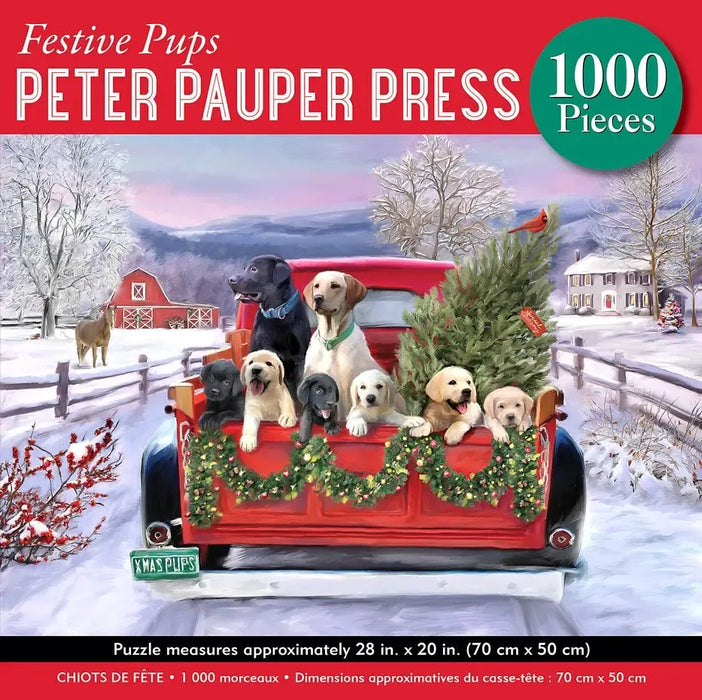 Festive Pups 1000 Piece Jigsaw Puzzle Peter Pauper - for just $19.99! 