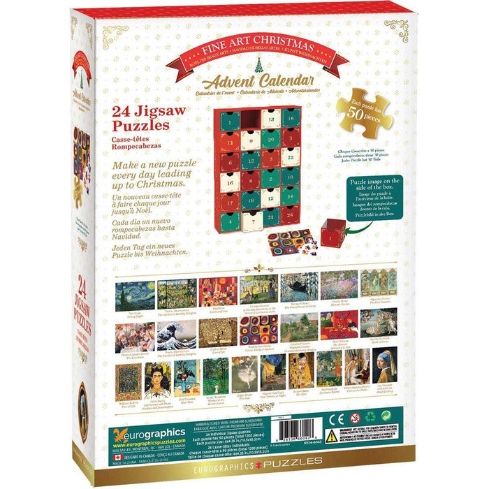 Fine Art Christmas Advent Calendar - 24 Set of 50 Piece Mini Jigsaw Puzzles Eurographics - for just $44.99! 