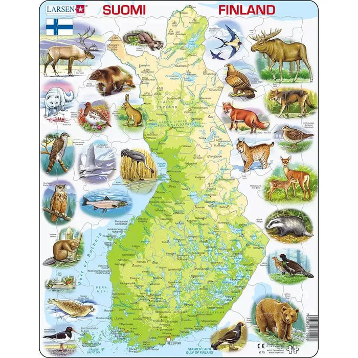 Finland Map & Animals 78 Piece Tray Jigsaw Puzzle Larsen - for just $11.99! 