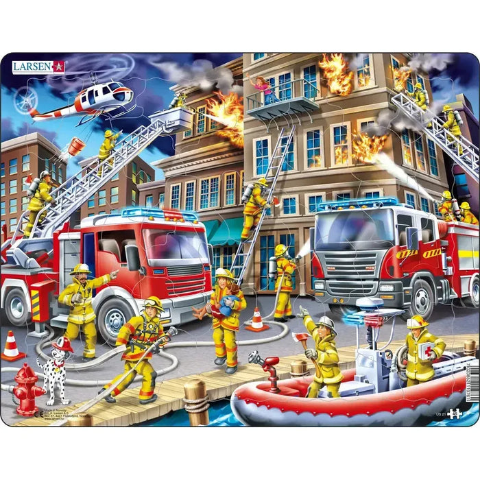 Firefighters in Action 45 Piece Tray Jigsaw Puzzle Larsen - for just $11.99! 