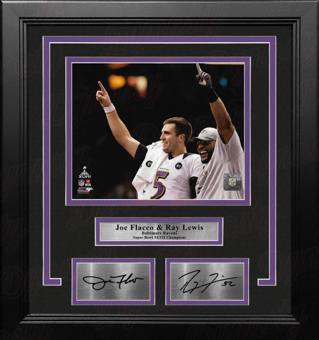Joe Flacco & Ray Lewis Baltimore Ravens Super Bowl Champs 8x10 Framed Photo with Engraved Autographs - for just $79.99! 