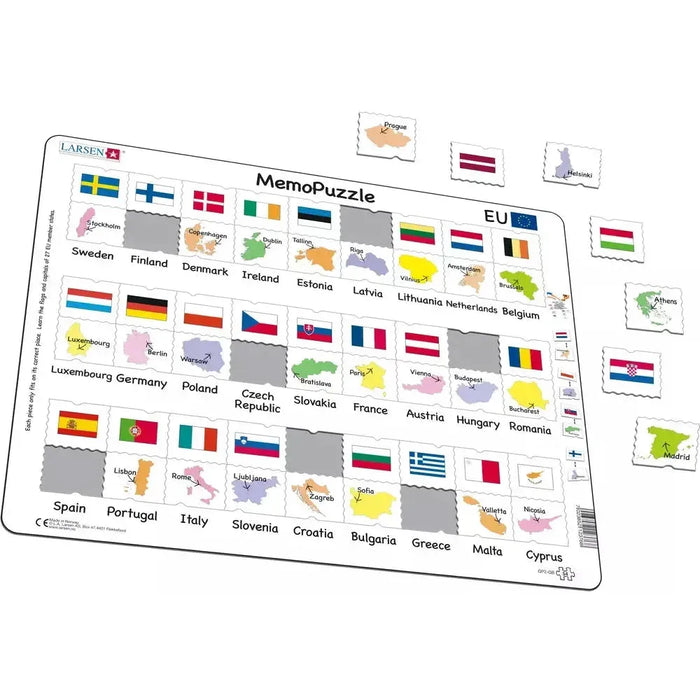 Flags & Capitals of the European Union 54 Piece Tray Jigsaw Puzzle Larsen - for just $11.99! 