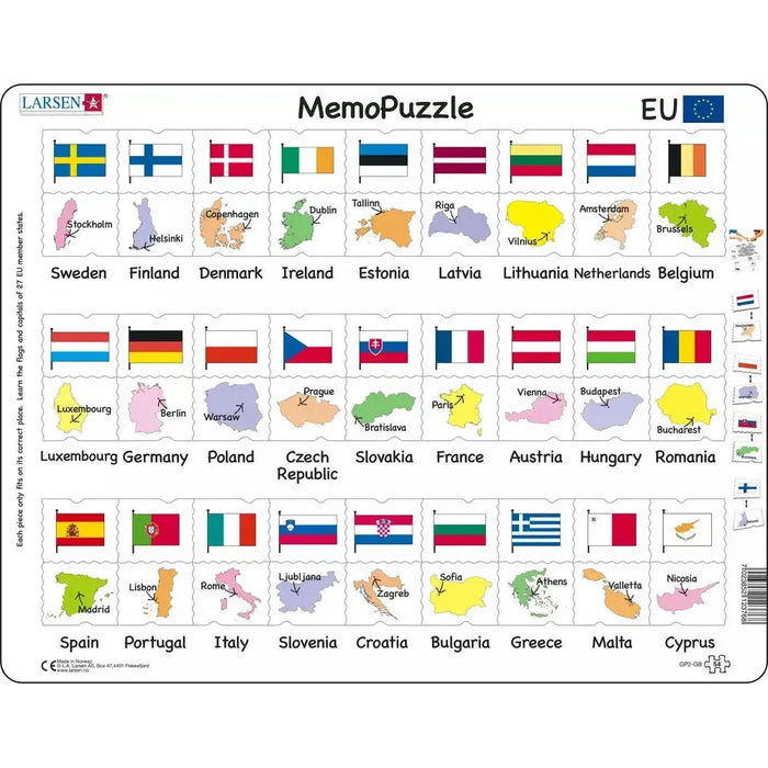 Flags & Capitals of the European Union 54 Piece Tray Jigsaw Puzzle Larsen - for just $11.99! 
