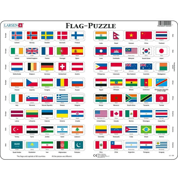 Flags of the World 80 Piece Tray Jigsaw Puzzle Larsen - for just $11.99! 
