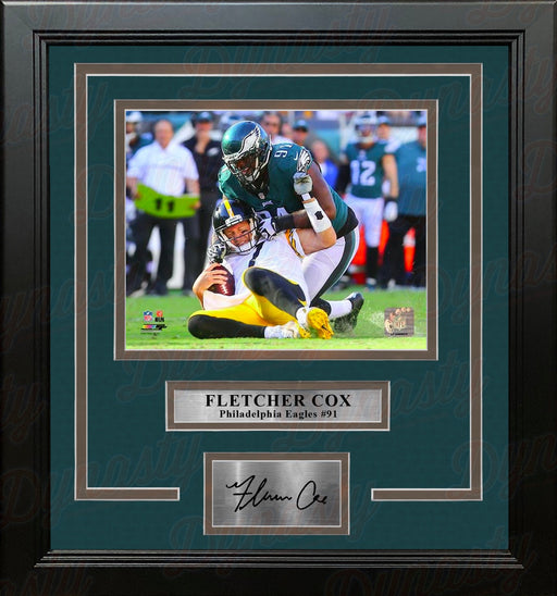 Fletcher Cox Sacks Roethlisberger Philadelphia Eagles 16" x 20" Framed Photo with Engraved Autograph - for just $129.99! 