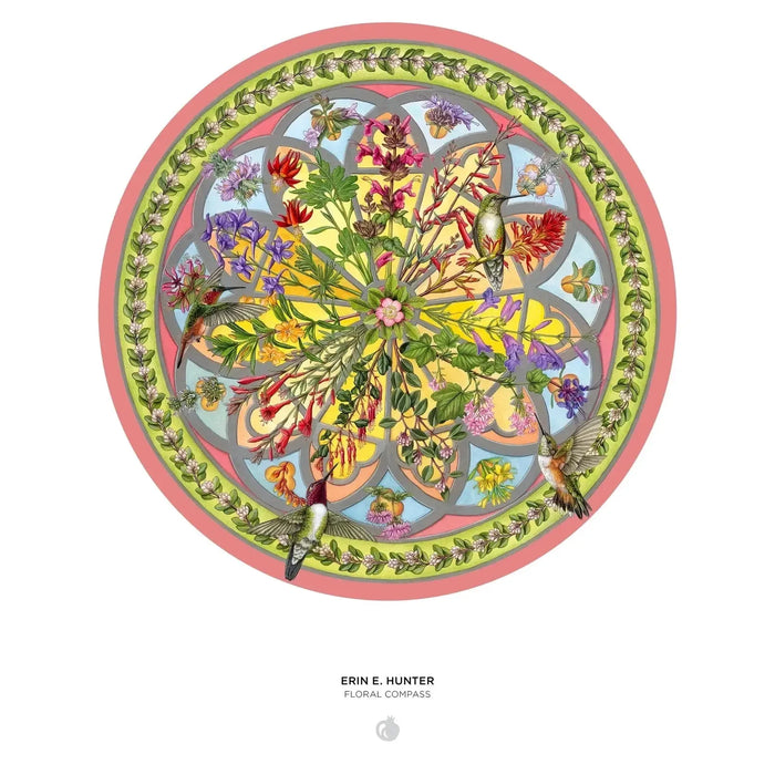 Floral Compass by Erin E. Hunter 500 Piece Round Jigsaw Puzzle Pomegranate - for just $23.99! 