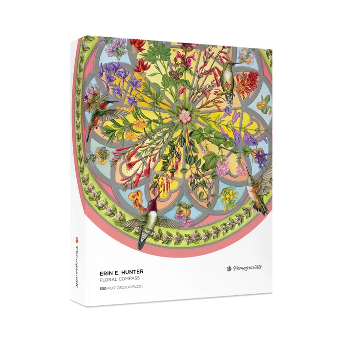 Floral Compass by Erin E. Hunter 500 Piece Round Jigsaw Puzzle Pomegranate - for just $23.99! 