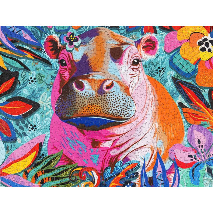 Floral Hippo Pop 500 Piece Jigsaw Puzzle Springbok - for just $17.99! 