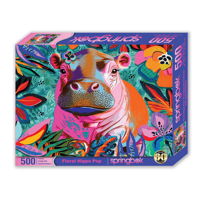 Floral Hippo Pop 500 Piece Jigsaw Puzzle Springbok - for just $17.99! 