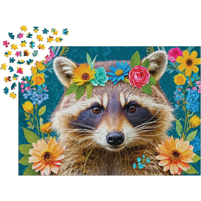 Floral Raccoon 1000 Piece Jigsaw Puzzle Enjoy - for just $24.99! 
