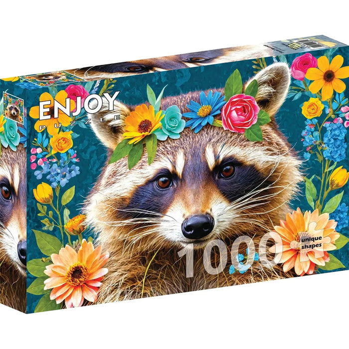 Floral Raccoon 1000 Piece Jigsaw Puzzle Enjoy - for just $24.99! 