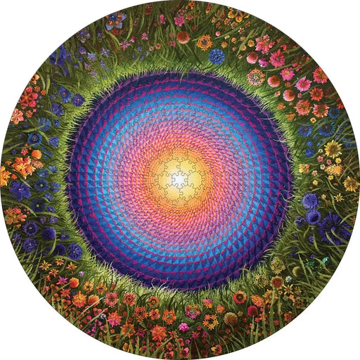 Flower Mandala by Justin Lovato 500 Piece Round Jigsaw Puzzle Pomegranate - for just $21.99! 