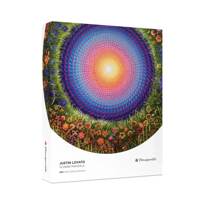 Flower Mandala by Justin Lovato 500 Piece Round Jigsaw Puzzle Pomegranate - for just $21.99! 