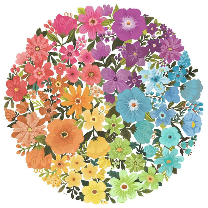 Flowers "Circle of Colors" 500 Piece Round Jigsaw Puzzle Ravensburger - for just $19.99! 