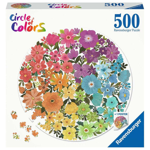 Flowers "Circle of Colors" 500 Piece Round Jigsaw Puzzle Ravensburger - for just $19.99! 