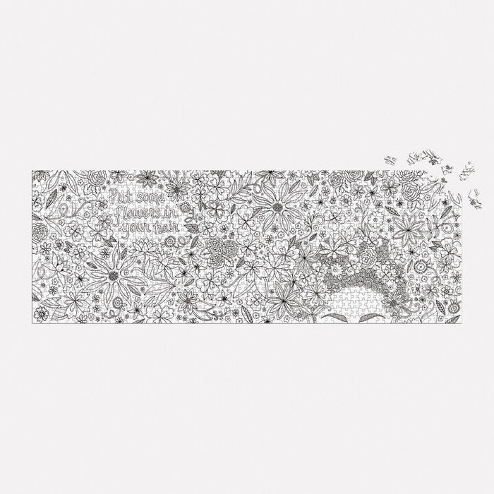 Flowers In Your Hair Color-In 1000 Piece Panoramic Jigsaw Puzzle Galison - for just $19.99! 