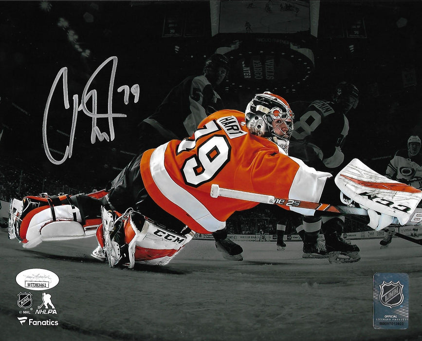 Carter Hart Blackout Philadelphia Flyers Autographed NHL Hockey Photo - for just $29! 