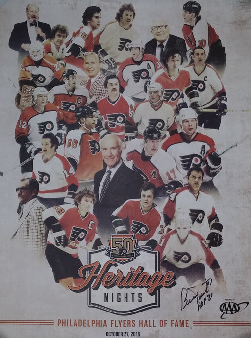 Bernie Parent Autographed 50th Anniversary Alumni Heritage Nights Philadelphia Flyers Poster - for just $99.99! 