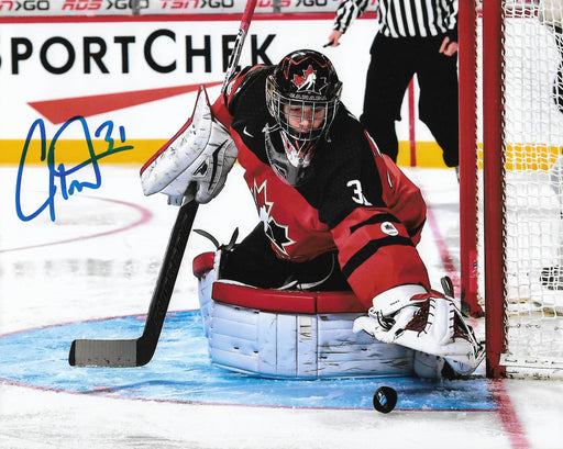 Carter Hart Philadelphia Flyers In Goal for Team Canada Autographed 16" x 20" Hockey Photo - for just $49! 