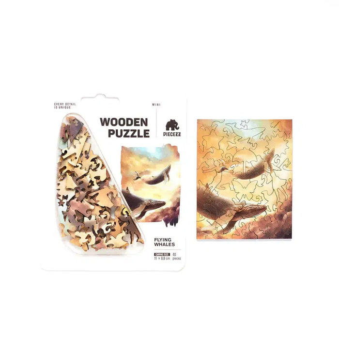 Flying Whales 40 Piece Mini Wooden Jigsaw Puzzle Geek Toys - for just $14.99! 