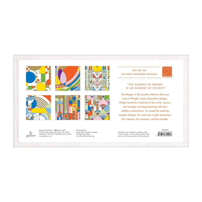 Frank Lloyd Wright Set of 6 25 Piece Wood Jigsaw Puzzle Galison - for just $24.99! 