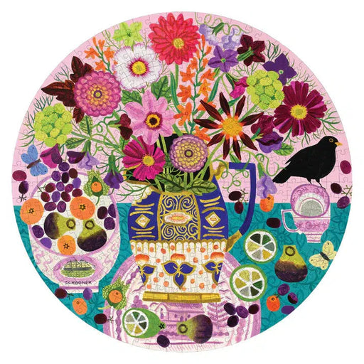Fruits & Flowers Still Life 500 Piece Round Jigsaw Puzzle eeBoo - for just $26.99! 