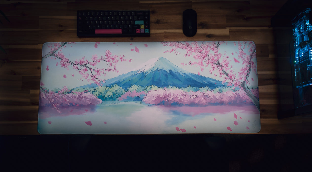 "Fuji Bloom" — Cherry Blossom Deskmat - for just $49.95! 
