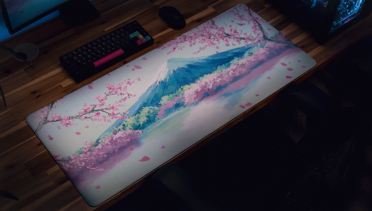 "Fuji Bloom" — Cherry Blossom Deskmat - for just $49.95! 