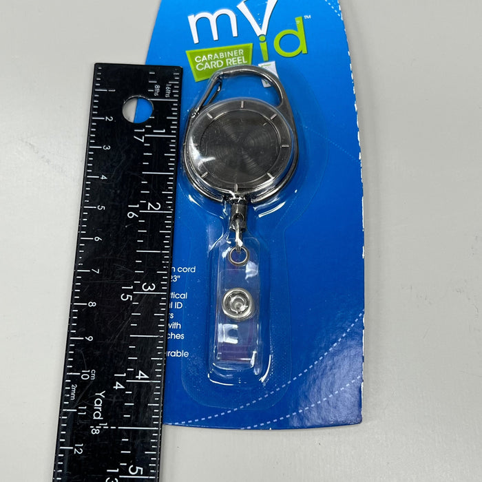 MYID 2-PACK! ID Carabiner Card Reel Badge Holder Extends to 23" Grey 038941 (New) - for just $8! 