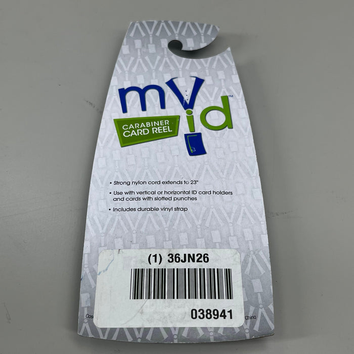 MYID 2-PACK! ID Carabiner Card Reel Badge Holder Extends to 23" Grey 038941 (New) - for just $8! 