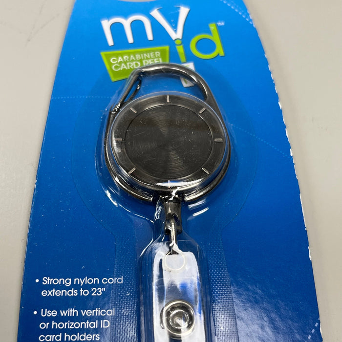 MYID 2-PACK! ID Carabiner Card Reel Badge Holder Extends to 23" Grey 038941 (New) - for just $8! 