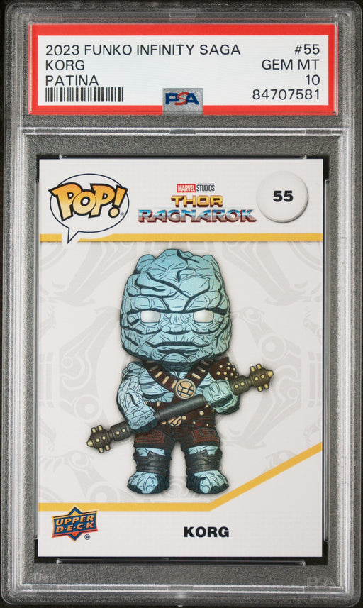 2023 UPPER DECK FUNKO POP MARVEL  KORG PATINA #55  PSA 10 - for just $54! 