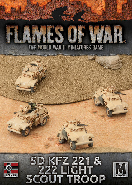 Flames of War: German Sd Kfz 221 & 222 Light Scout Troop (Mid War-Afrika Korps) - for just $41.50! 