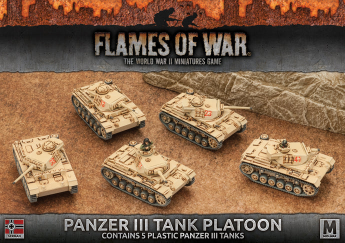 Flames of War: German Panzer III Tank Platoon (Mid War-Afrika Korps) - for just $50! 