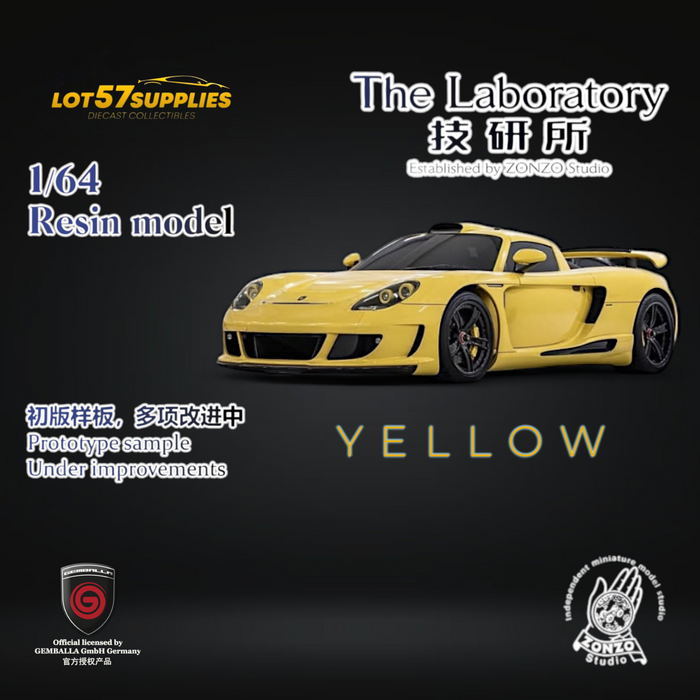 (Pre-Order) The Laboratory X Gemballa Mirage GT Yellow 1:64 - for just $109.99! 