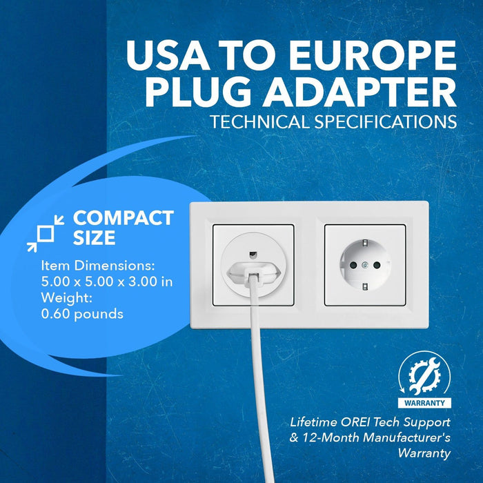 OREI American USA To European Schuko Germany Plug Adapters CE Certified Heavy Duty - 2 Pack (GS20) - Just $7.99! Shop now at Retro Gaming of Denver