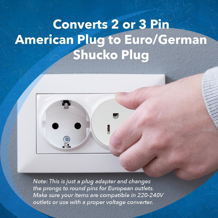 OREI American USA To European Schuko Germany Plug Adapters CE Certified Heavy Duty - 2 Pack (GS20) - Just $7.99! Shop now at Retro Gaming of Denver