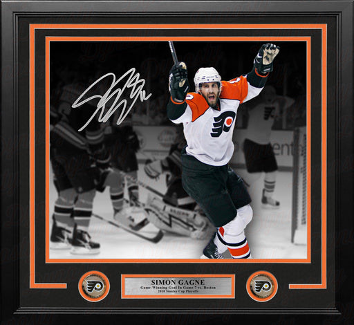 Simon Gagne Philadelphia Flyers Gm 7 Game-Winning Goal v Bruins Autographed 11x14 Framed Black Photo - for just $109.99! 