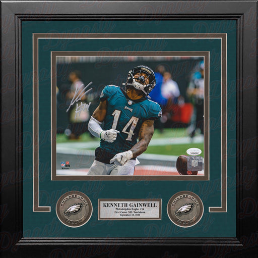 Kenneth Gainwell First Touchdown Philadelphia Eagles Autographed Framed Photo - JSA Authenticated - Premium Autographed Framed Football Photos - Just $79.99! Shop now at Retro Gaming of Denver