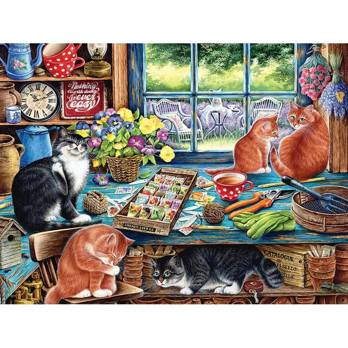 Garden Shed Cats 35 Piece Tray Jigsaw Puzzle Cobble Hill - for just $9.99! 
