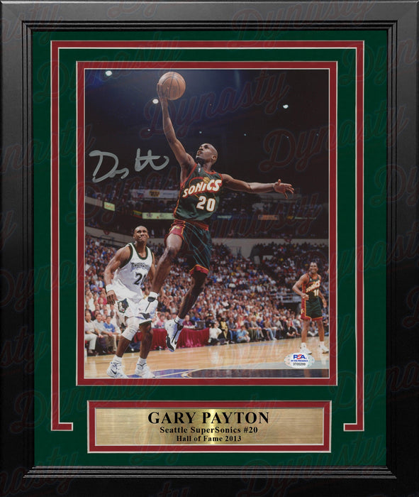 Gary Payton in Action Seattle SuperSonics Autographed 8" x 10" Framed Basketball Photo - for just $149.99! 