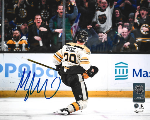 Morgan Geekie Celebration Boston Bruins Autographed 8" x 10" Hockey Photo - for just $29.99! 