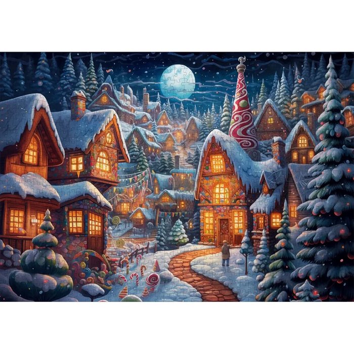 Gingerbread Grove 1000 Piece Jigsaw Puzzle Trippy - for just $19.99! 