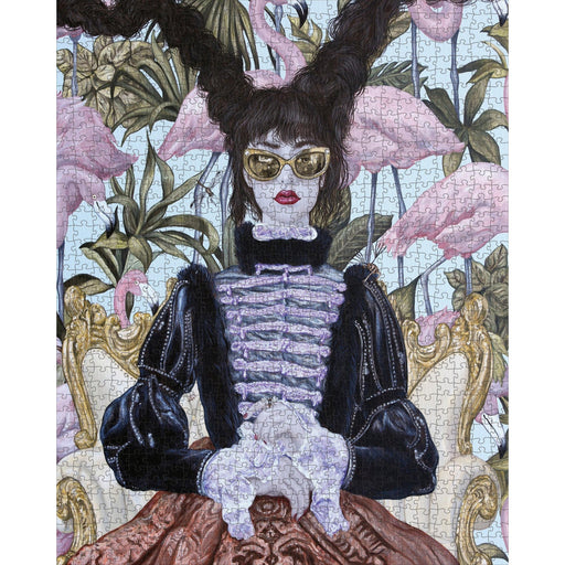 Girl with Pink Flamingos 1000 Piece Jigsaw Puzzle Pomegranate - for just $24.99! 