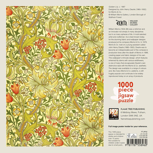 Golden Lily by William Morris 1000 Piece Jigsaw Puzzle Flame Tree - for just $19.99! 