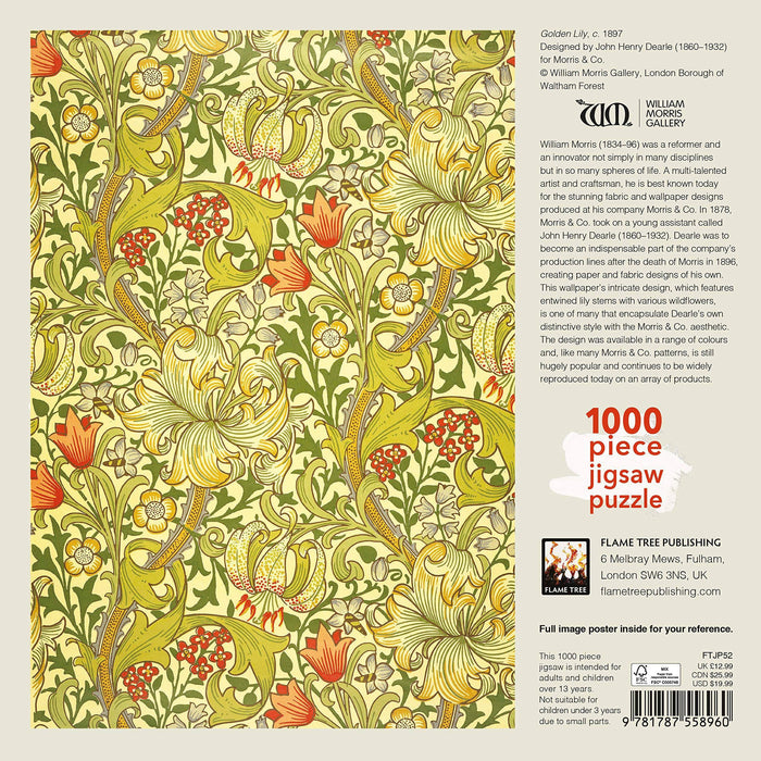 Golden Lily by William Morris 1000 Piece Jigsaw Puzzle Flame Tree - for just $19.99! 