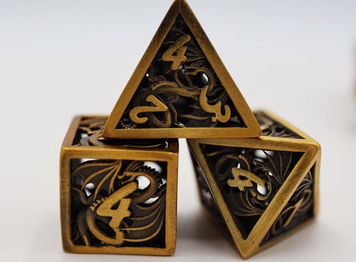 Dragon Essence: Gold - Hollow Metal RPG Dice Set - for just $59.99! 