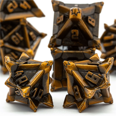 Warrior's Flail: Golden - Metal RPG Dice Set - for just $44.99! 
