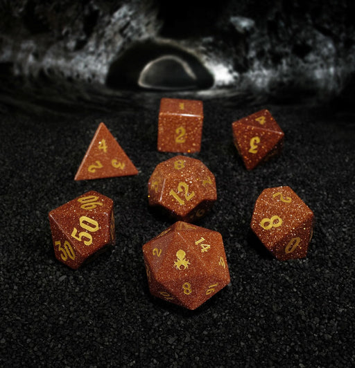 Kraken Dice - Red Goldstone Glass Semi-Precious Gemstone Dice Set - for just $84.95! 